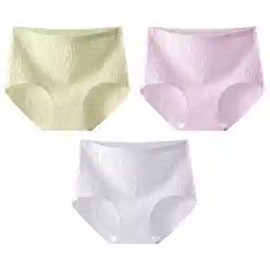 二三二三 抗菌云感棉裆部柔糯贴肤短裤微弹中腰亲肤柔软舒适不卡档不卷边无痕三角裤不夹臀纯色提花清新可爱甜美少女内裤 女款 组合装