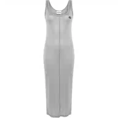 Miu Miu Letter Print Sleeveless Dress Gray