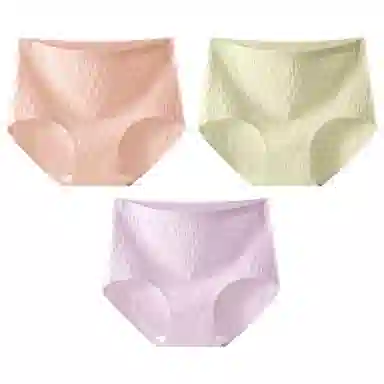 二三二三 抗菌云感棉裆部柔糯贴肤短裤微弹中腰亲肤柔软舒适不卡档不卷边无痕三角裤不夹臀纯色提花清新可爱甜美少女内裤 女款 组合装