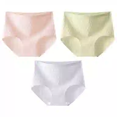 二三二三 抗菌云感棉裆部柔糯贴肤短裤微弹中腰亲肤柔软舒适不卡档不卷边无痕三角裤不夹臀纯色提花清新可爱甜美少女内裤 女款 组合装