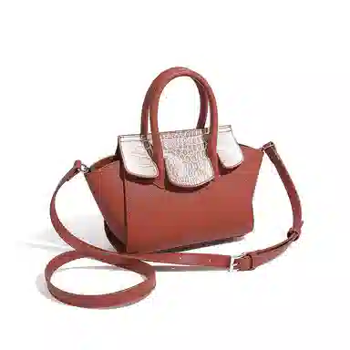 维尼奥 质感通勤鳄鱼纹撞色菜篮子包高级感时尚简约百搭经典气质中年妈妈包 合成革 单肩斜挎手提包 常规 女款 红棕/黑色/焦糖/蓝色