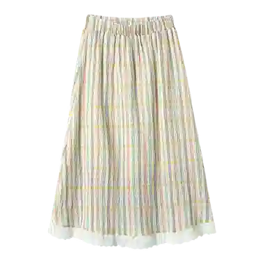 北极绒 拼接适中高腰休闲长裙 女款