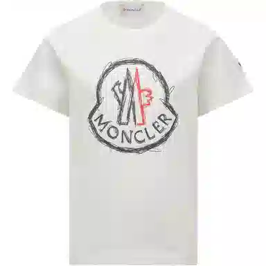 Moncler Logo Graffiti T-Shirt White Kids