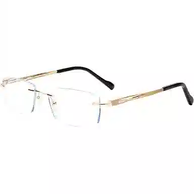 夕阳红 钻石切边无框 老花镜 高级洋气 β钛 不规则/多边形 功能性眼镜 男女同款情侣款 金色