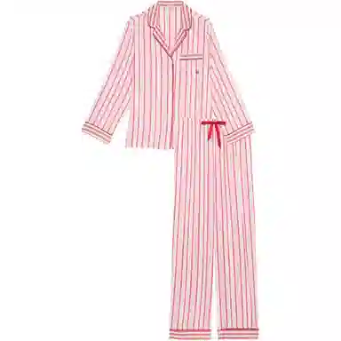 Victoria's Secret Flannel Long Pajama Set CANDY CANE STRIPES