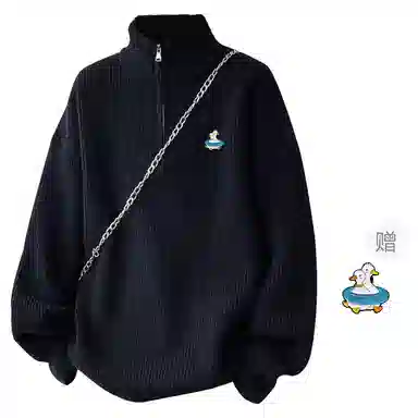 RAP PANDA Half-Zip Sweater Black