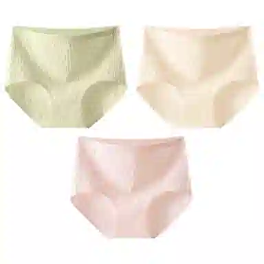 二三二三 抗菌云感棉裆部柔糯贴肤短裤微弹中腰亲肤柔软舒适不卡档不卷边无痕三角裤不夹臀纯色提花清新可爱甜美少女内裤 女款 组合装