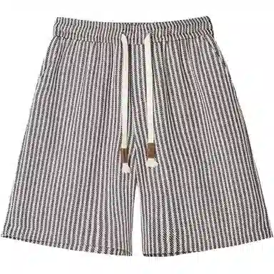 轻迎 夏季条纹宽松潮流休闲短裤 男款