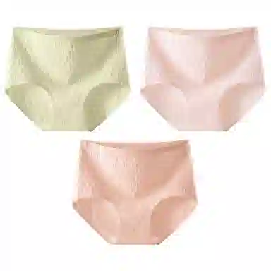 二三二三 抗菌云感棉裆部柔糯贴肤短裤微弹中腰亲肤柔软舒适不卡档不卷边无痕三角裤不夹臀纯色提花清新可爱甜美少女内裤 女款 组合装