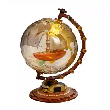 格薇拉 积木发光地球仪积木航天潮玩益智拼装玩具 成品模型