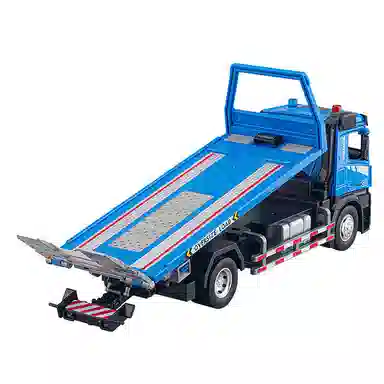 华一 电动平板拖车 合金工程车道路救援车 成品模型