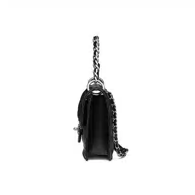 红蜻蜓 链条菱格 头层小牛皮 单肩手提包 中号 男女同款情侣款 米白色