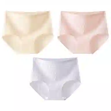二三二三 抗菌云感棉裆部柔糯贴肤短裤微弹中腰亲肤柔软舒适不卡档不卷边无痕三角裤不夹臀纯色提花清新可爱甜美少女内裤 女款 组合装