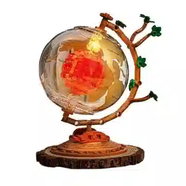 格薇拉 积木发光地球仪积木航天潮玩益智拼装玩具 成品模型