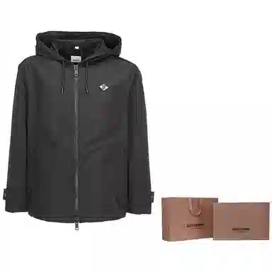 Burberry Logo Zip Hoodie Black