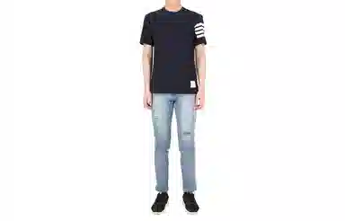 Thom Browne 4-Bar Tee Navy