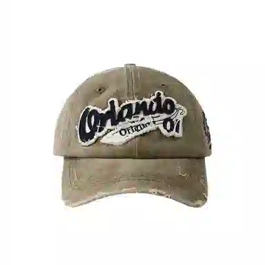 艾佳微 嘻哈街头美式复古做旧时尚刺绣英文破洞显脸小 棉 鸭舌帽 男女同款情侣款