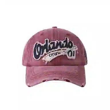 艾佳微 嘻哈街头美式复古做旧时尚刺绣英文破洞显脸小 棉 鸭舌帽 男女同款情侣款