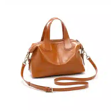 老人头 经典轻熟风复古优雅时尚通勤百搭 头层牛皮 波士顿包手提包 女款 多色