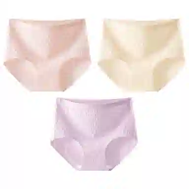 二三二三 抗菌云感棉裆部柔糯贴肤短裤微弹中腰亲肤柔软舒适不卡档不卷边无痕三角裤不夹臀纯色提花清新可爱甜美少女内裤 女款 组合装