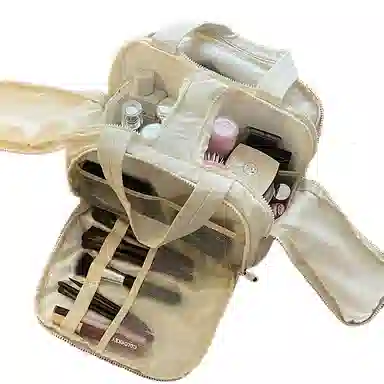 馨枕居 韩版双宽开口化妆包大容量分区便携式女高颜值旅行洗 漱收纳包