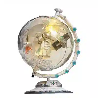 格薇拉 积木发光地球仪积木航天潮玩益智拼装玩具 成品模型