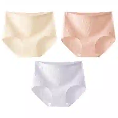 二三二三 抗菌云感棉裆部柔糯贴肤短裤微弹中腰亲肤柔软舒适不卡档不卷边无痕三角裤不夹臀纯色提花清新可爱甜美少女内裤 女款 组合装