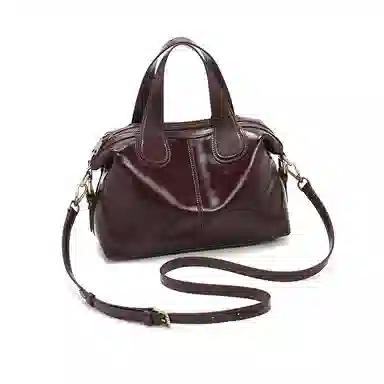 老人头 经典轻熟风复古优雅时尚通勤百搭 头层牛皮 波士顿包手提包 女款 多色