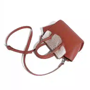 维尼奥 质感通勤鳄鱼纹撞色菜篮子包高级感时尚简约百搭经典气质中年妈妈包 合成革 单肩斜挎手提包 常规 女款 红棕/黑色/焦糖/蓝色