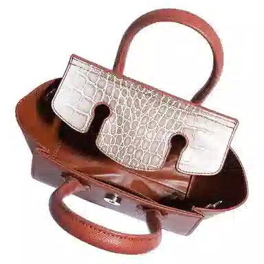 维尼奥 质感通勤鳄鱼纹撞色菜篮子包高级感时尚简约百搭经典气质中年妈妈包 合成革 单肩斜挎手提包 常规 女款 红棕/黑色/焦糖/蓝色