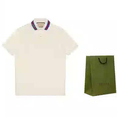 GUCCI Decorated Square Gg Pearl Cotton Polo Shirt T