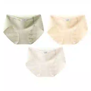 二三二三 抗菌云感棉裆部柔软亲肤不卡档透气不闷不勒吸湿排汗中腰高弹三角裤柔防卷边裸感不夹臀纯色字母提花典雅知性内裤 女款 组合装