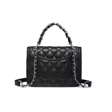 红蜻蜓 链条菱格 头层小牛皮 单肩手提包 中号 男女同款情侣款 米白色