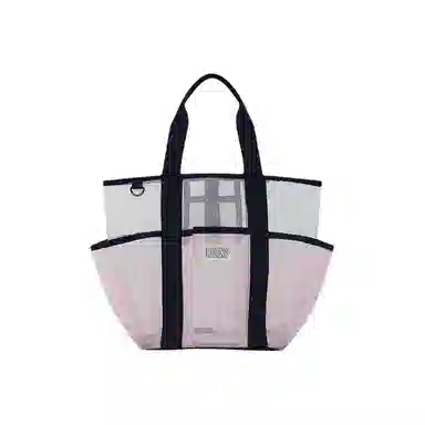 馨枕居 网眼手提化妆包大容量洗澡健身洗漱沙滩包多口袋网纱旅行 收纳包