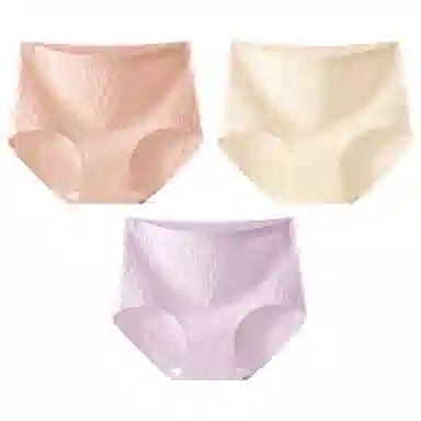 二三二三 抗菌云感棉裆部柔糯贴肤短裤微弹中腰亲肤柔软舒适不卡档不卷边无痕三角裤不夹臀纯色提花清新可爱甜美少女内裤 女款 组合装
