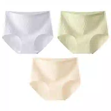 二三二三 抗菌云感棉裆部柔糯贴肤短裤微弹中腰亲肤柔软舒适不卡档不卷边无痕三角裤不夹臀纯色提花清新可爱甜美少女内裤 女款 组合装