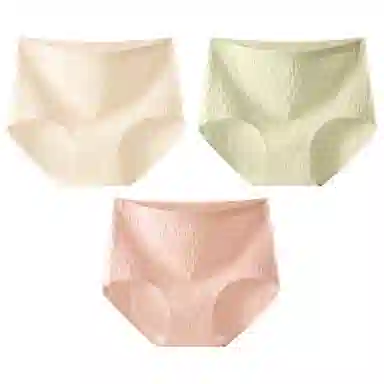 二三二三 抗菌云感棉裆部柔糯贴肤短裤微弹中腰亲肤柔软舒适不卡档不卷边无痕三角裤不夹臀纯色提花清新可爱甜美少女内裤 女款 组合装