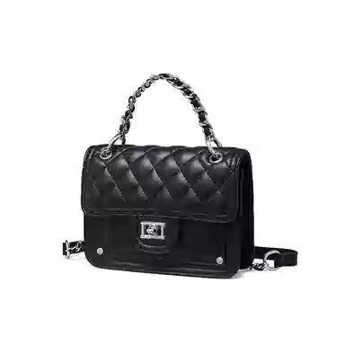 红蜻蜓 链条菱格 头层小牛皮 单肩手提包 中号 男女同款情侣款 米白色