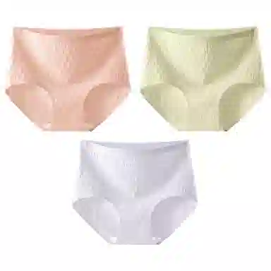 二三二三 抗菌云感棉裆部柔糯贴肤短裤微弹中腰亲肤柔软舒适不卡档不卷边无痕三角裤不夹臀纯色提花清新可爱甜美少女内裤 女款 组合装