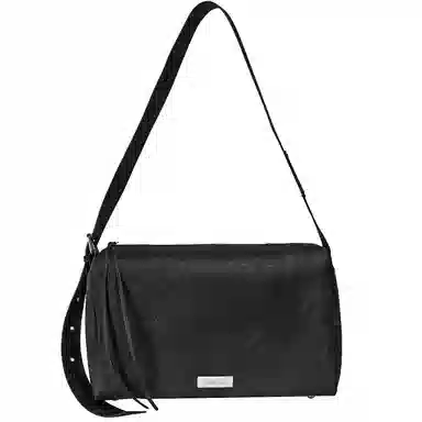 Slazenger Wrinkle Texture Metal Logo Crossbody Bag Black