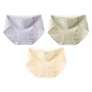 二三二三 抗菌云感棉裆部柔软亲肤不卡档透气不闷不勒吸湿排汗中腰高弹三角裤柔防卷边裸感不夹臀纯色字母提花典雅知性内裤 女款 组合装
