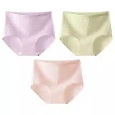 二三二三 抗菌云感棉裆部柔糯贴肤短裤微弹中腰亲肤柔软舒适不卡档不卷边无痕三角裤不夹臀纯色提花清新可爱甜美少女内裤 女款 组合装