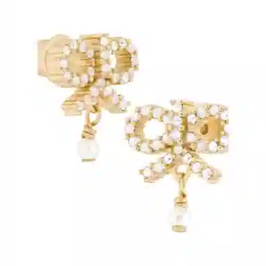 DIOR Resin Pearl Earrings Gold