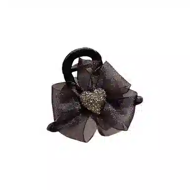 丹琴 甜美可爱蝴蝶结抓夹 高级感爱心水钻后脑勺发抓网红鲨鱼夹子气质发卡 网纱/亚克力 发夹 女款