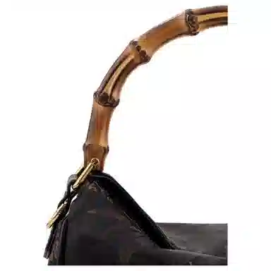 上海故事 香云纱新中式竹节 桑蚕丝拼粘胶纤维 手提包 中号 女款 经典黑