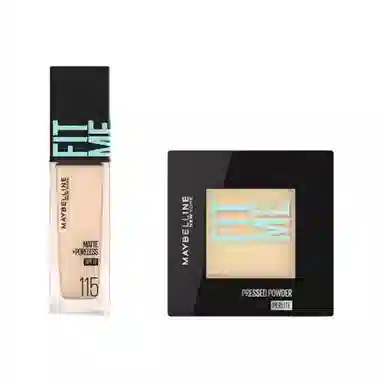 美宝莲 柔雾粉底液粉饼彩妆套装 易上色 两件套