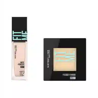 美宝莲 柔雾粉底液粉饼彩妆套装 易上色 两件套