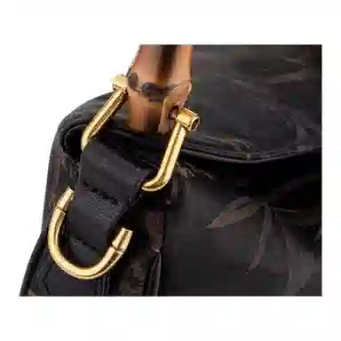 上海故事 香云纱新中式竹节 桑蚕丝拼粘胶纤维 手提包 中号 女款 经典黑