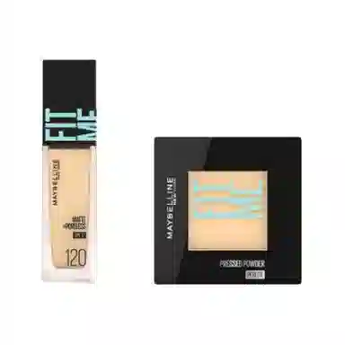 美宝莲 柔雾粉底液粉饼彩妆套装 易上色 两件套