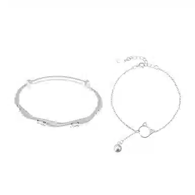 饰伴 可爱小猫 国潮轻奢高级简约小众轻奢百搭好运 开口可调节设计 雅致高级质感 合金 手镯 女款